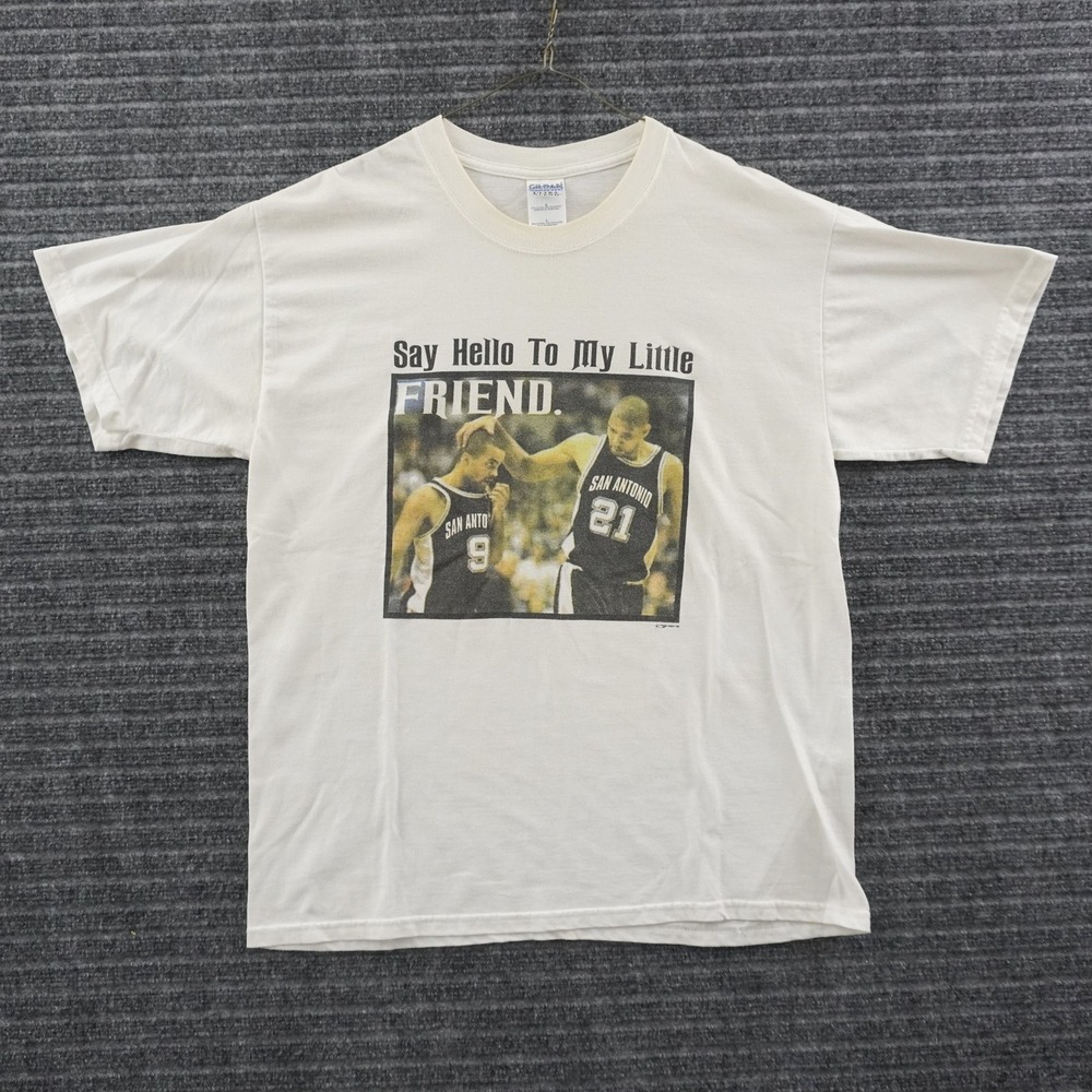 Vintage 2000s Gildan San Antonio Spurs T-Shirt Mens L White Tim Duncan Parker